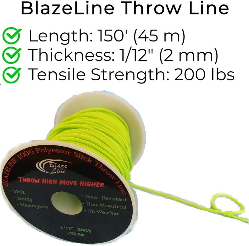 Blaze Line 100% Polyester Climbing Throw Line Rope 2 mm (1/12 in) 150 ft Stool Cord 200 lbs Tensile Strength (Neon Green) - Image 5